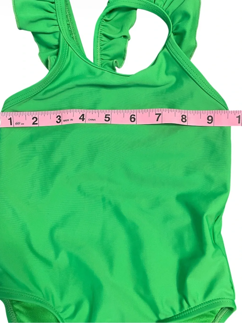 Old Navy Girls Set of 2 Swimsuits Green Ruffle & Strawberry Print One piece Set